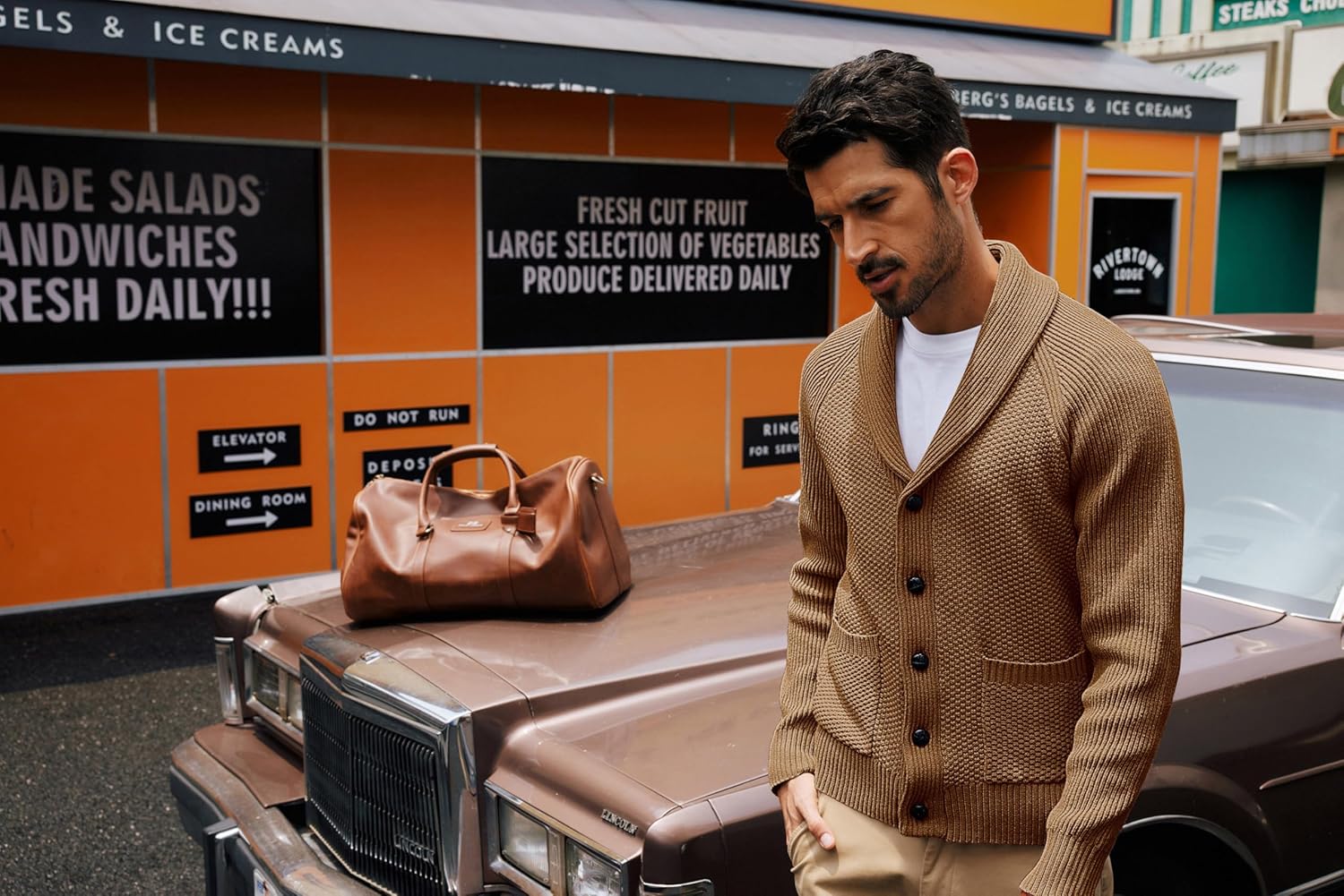 PJ PAUL JONES Mens Shawl Collar Cardigan Sweaters Knit Textured Sweater Button Down Cardigans - Image 2