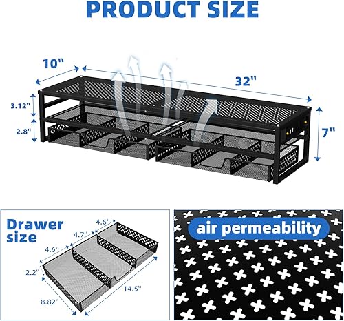 Miniatura 7 de Simple Trending Soporte elevador de monitor de metal de 2 niveles con USB 2.0 y soporte de carga, organizador de escritorio de oficina para