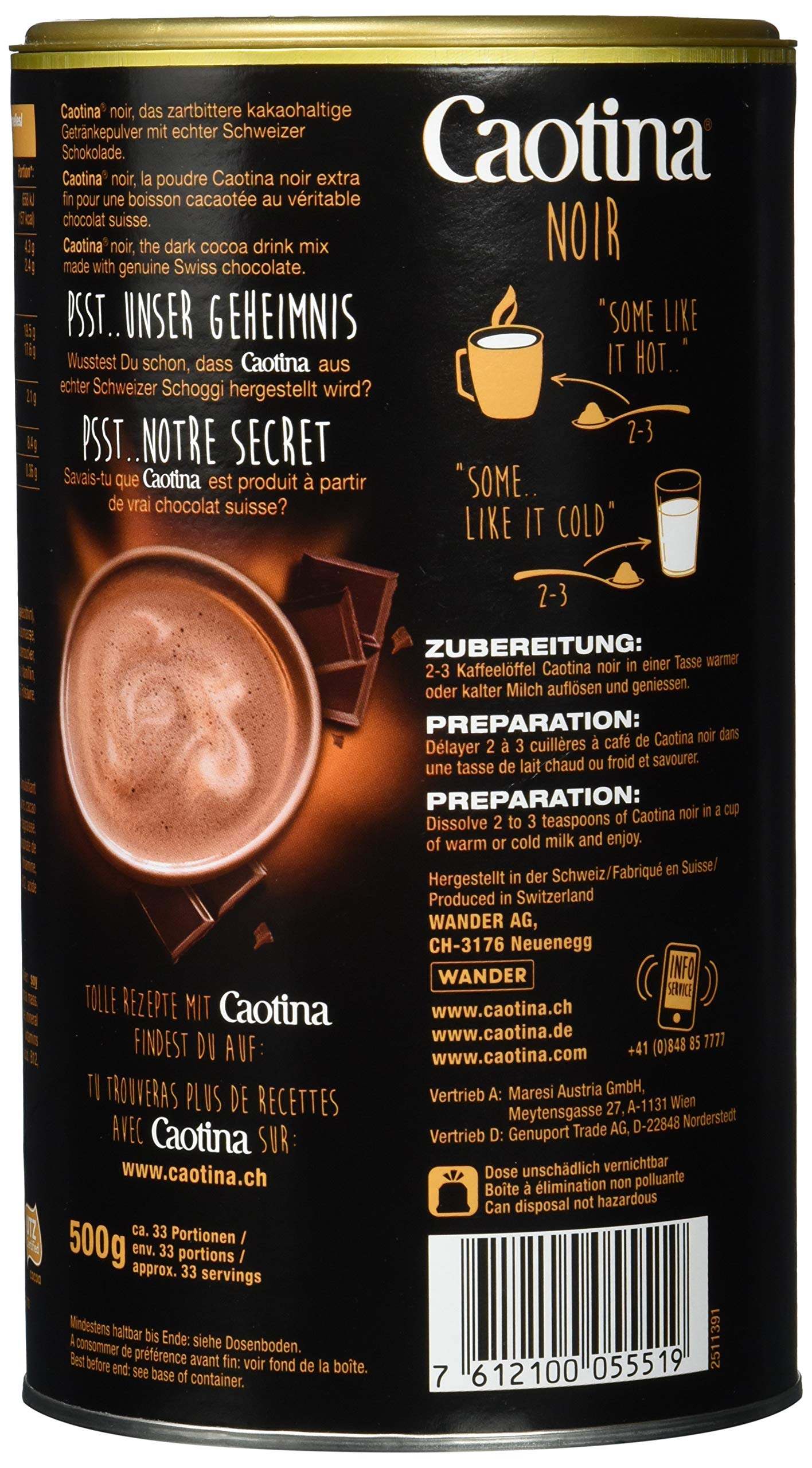Caotina Noir Zartbitter Dose 500g, 6er Pack (6 x 500 g)