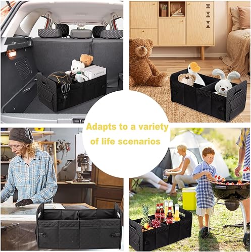 Miniatura 7 de JiatuA - Organizador de maletero para SUV, organizador de almacenamiento plegable con múltiples compartimentos, accesorios de automóvil ajustables