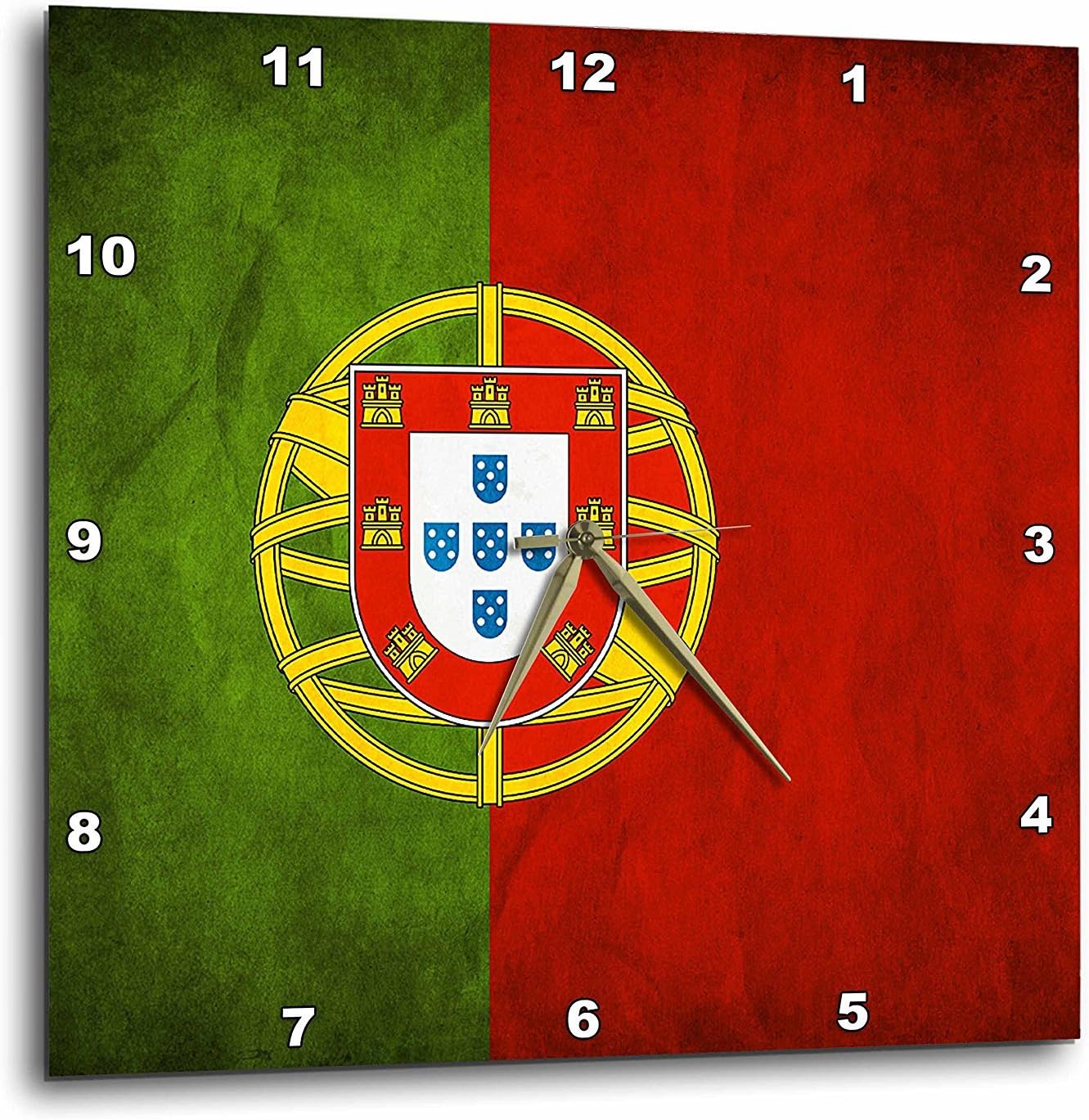 3dRose Wall Clock Silent - 15 inch - Portugal Flag - Flags