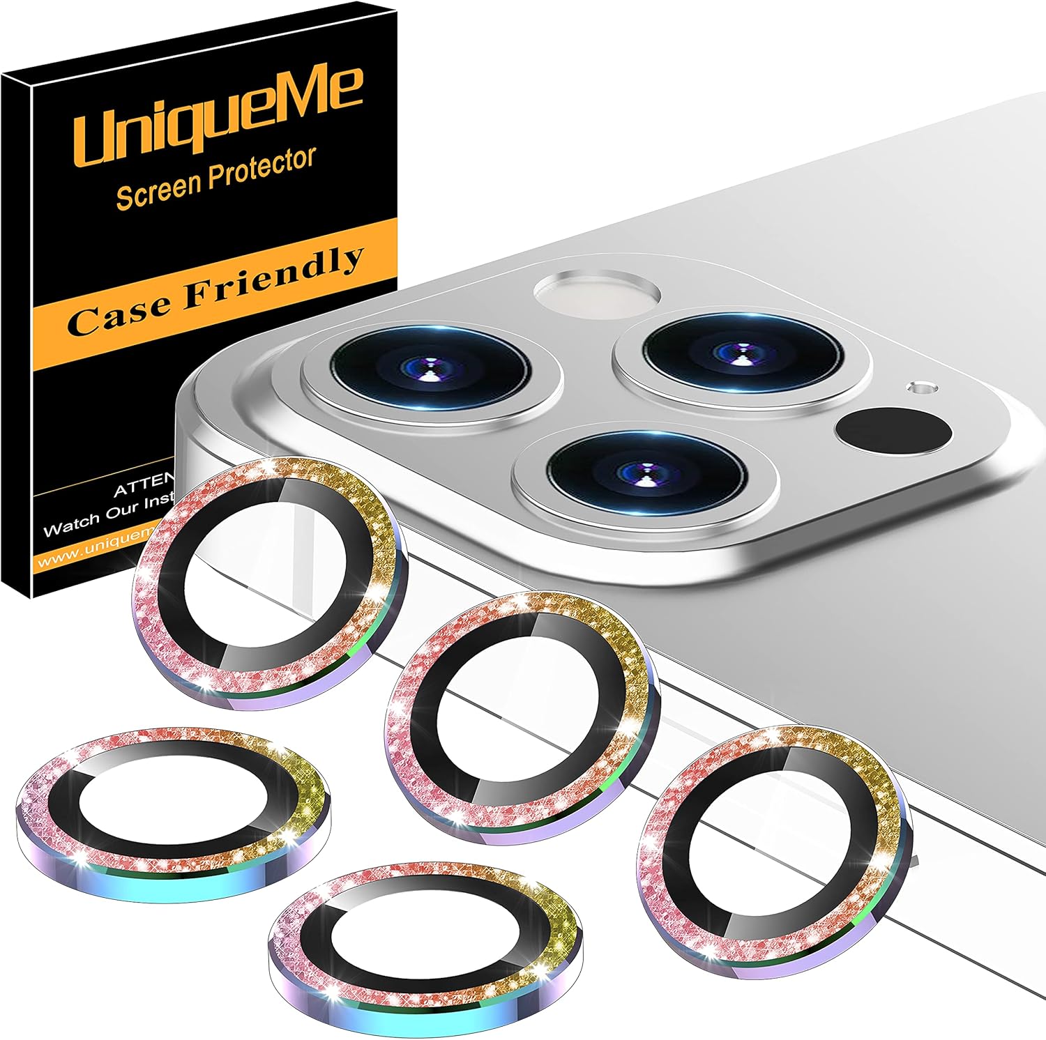 UniqueMe [5 Pack] Camera Lens Protector Compatible for iPhone 12 Pro Max 6.7 inch