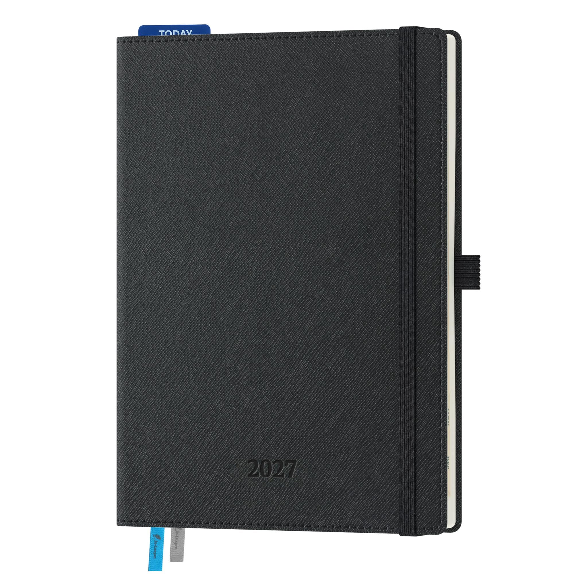 IN-LUXPRO Weekly Monthly 2027 Planner (Jan.27-Dec.27),8.5"x6.5" | 12 Months Agenda Plan with Month Tabs & Pocket,Expenses, Appointment Book Calendar with Hardcover Vegan Leather Cover,Black