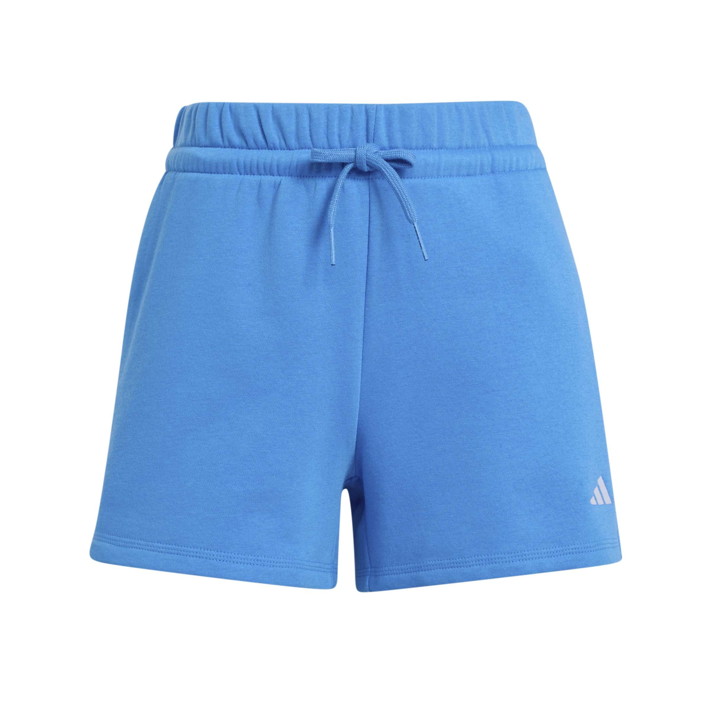 adidas Women's Essentials Small Logo Feel Cozy Shorts, ray Blue/White, XL