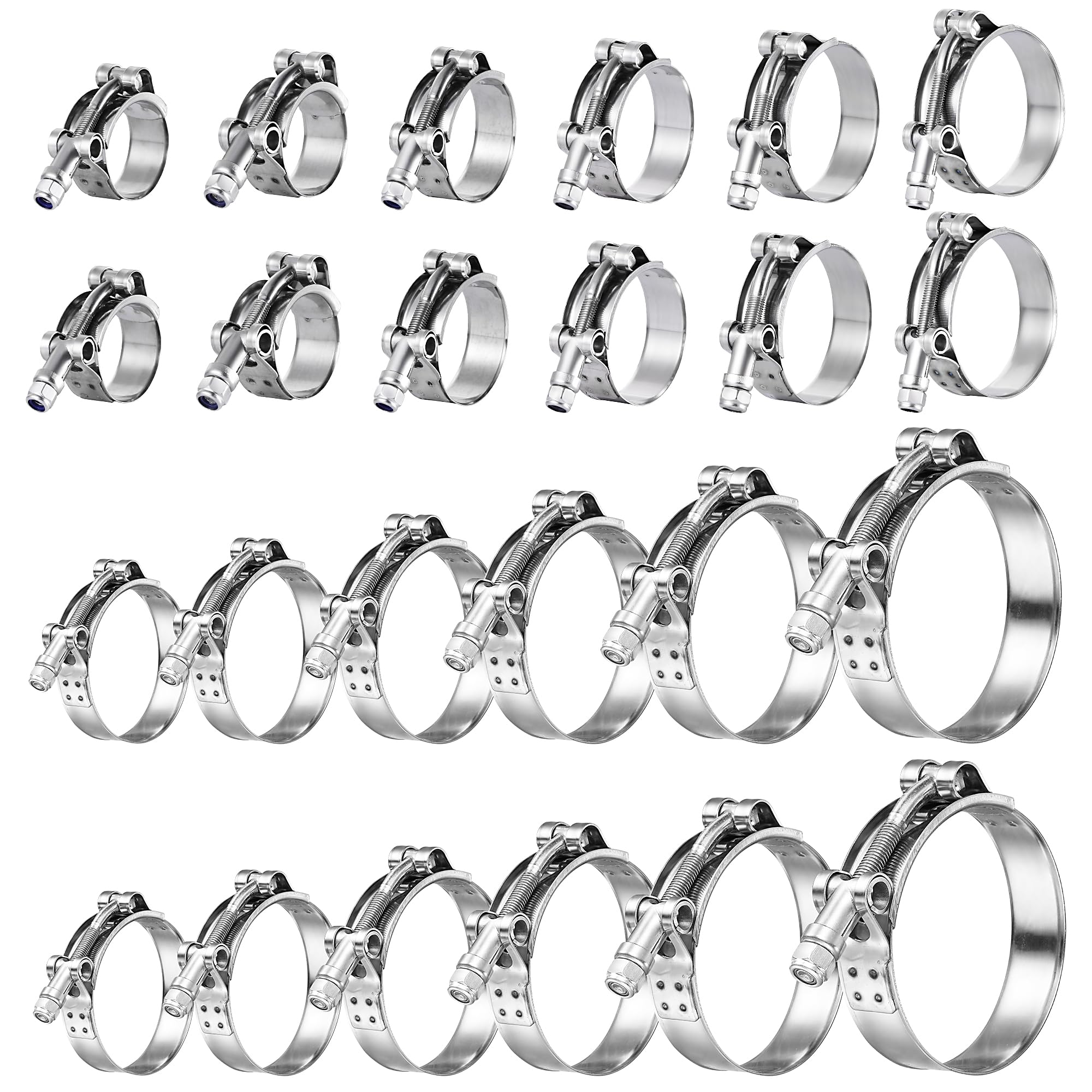 AKIHISA 24 Pack 12 Size T-Bolt Hose Clamps