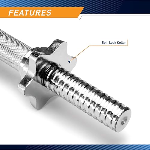 Miniatura 3 de Marcy Manijas ajustables de 14 pulgadas con rosca cromada para placas de peso estándar con centro de 1 pulgada de diámetro TDH-14.1