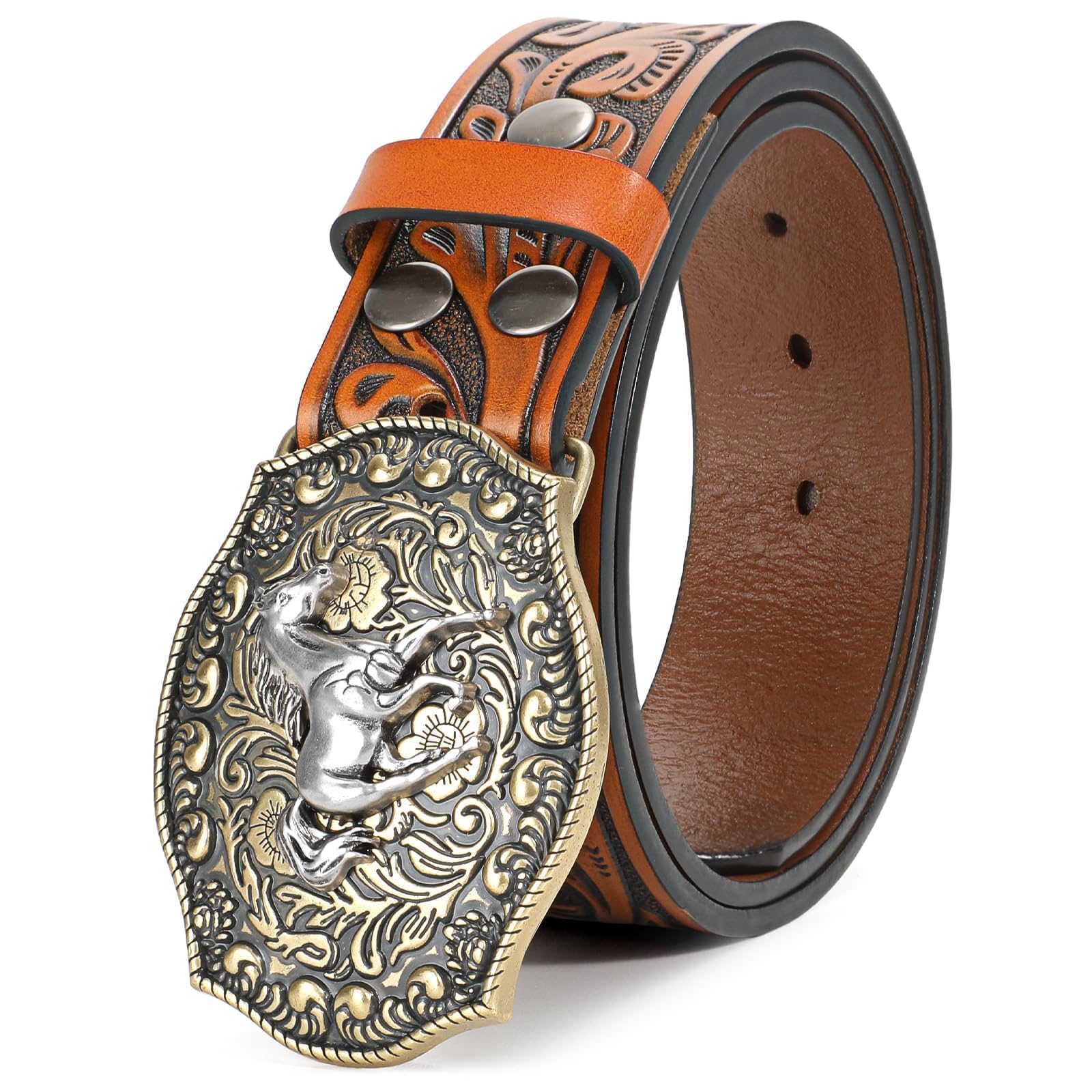 Fibbia Cintura Western Uomo – Grande Rodeo Con Cavallo E Cowboy, In Lega Di Zinco Lucidata, 16,5×8,7 Cm, Per Cinture Larghe 3,8 Cm - 2