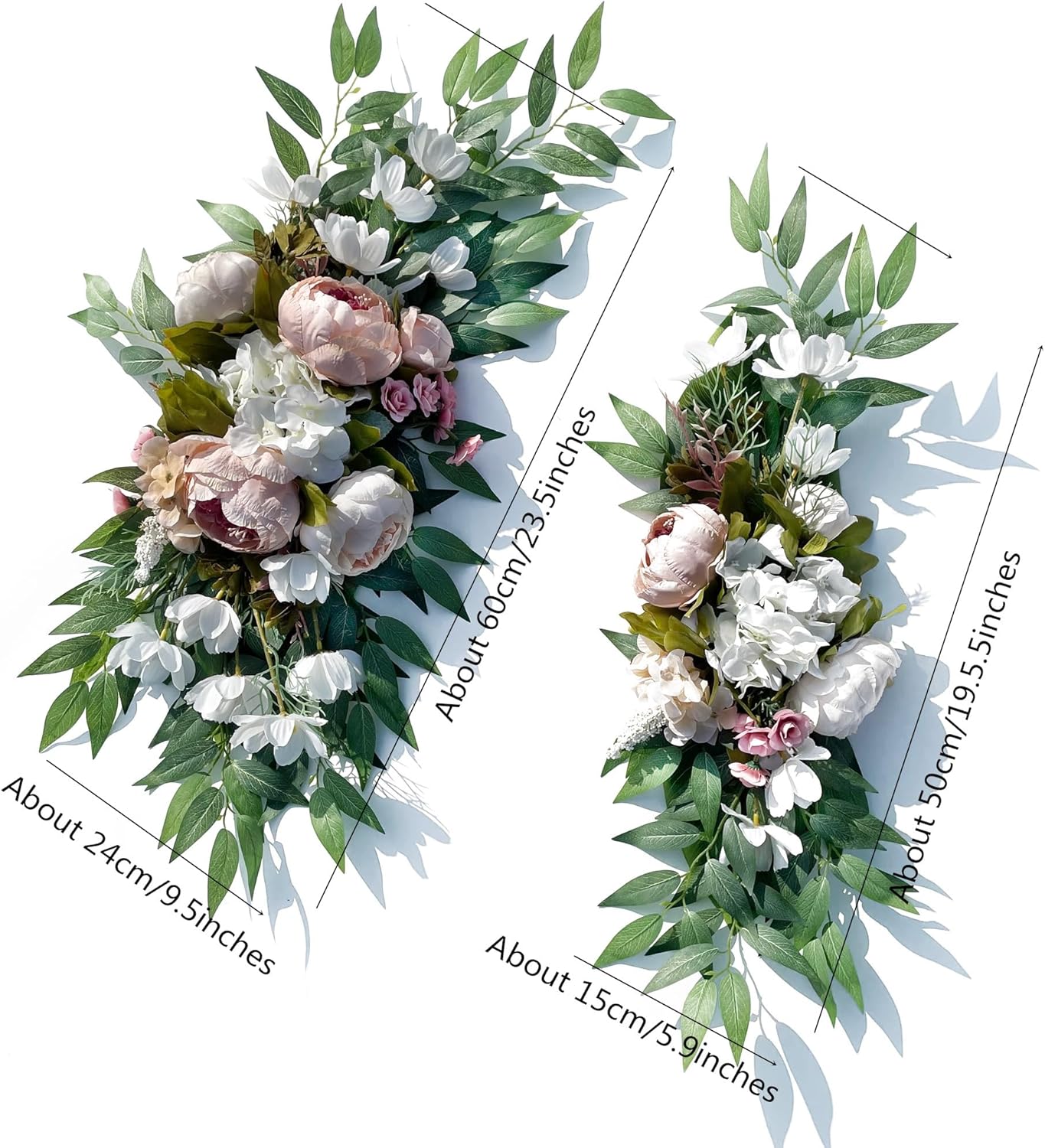 H&S BRIDAL Wedding Arch Flowers, Peony Floral Eucalyptus Greenery Leaves Set of 2 Artificial Flower for Wedding Ceremony Welcome Sign Home Decorations