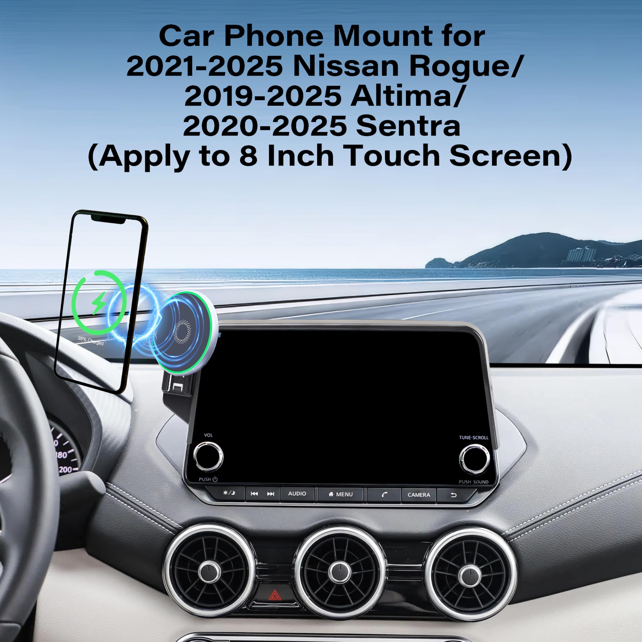 Samochodowy uchwyt na telefon do 2021-2023 Nissan Rogue/2019-2025 Altima/2020-2025 Sentra akcesoria 15 W szybka bezprzewodowa ładowarka ekran stały klips uchwyt na telefon komórkowy bez
