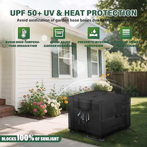 Miniatura 8 de Cubierta de carrete de manguera de jardín para montaje en pared, impermeable, a prueba de polvo y sol, protege tu carrete de manguera de jardín