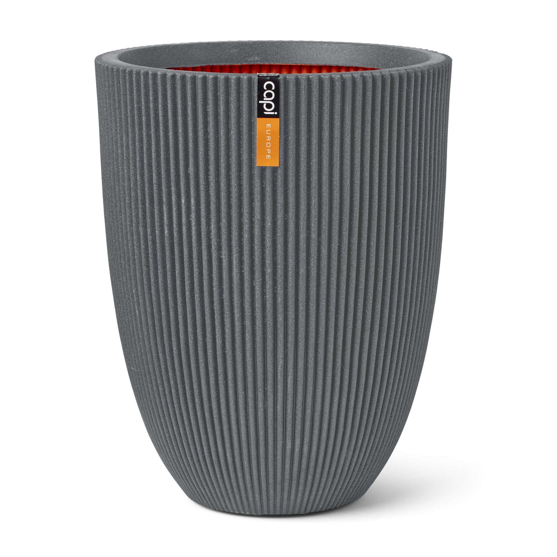 CAPI EUROPE - Vase elegant low Groove NL - 46x58 - Dark grey - Opening Ø38 - Pot for indoor and outdoor use - Shatterproof - 100% recyclable - KGVDG783