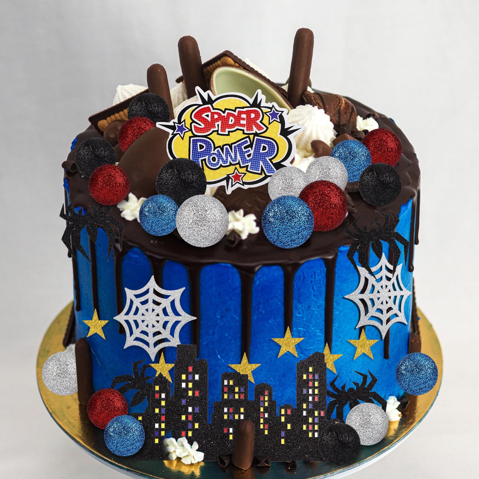 Lot De 38 Décorations De Gâteau Sur Le Thème De L'araignée, Boules En Toile D'araignée, Décorations De Gâteau D'anniversaire Pour Gâteaux, Cupcakes, Fête Prénatale, Garçons Et Hommes