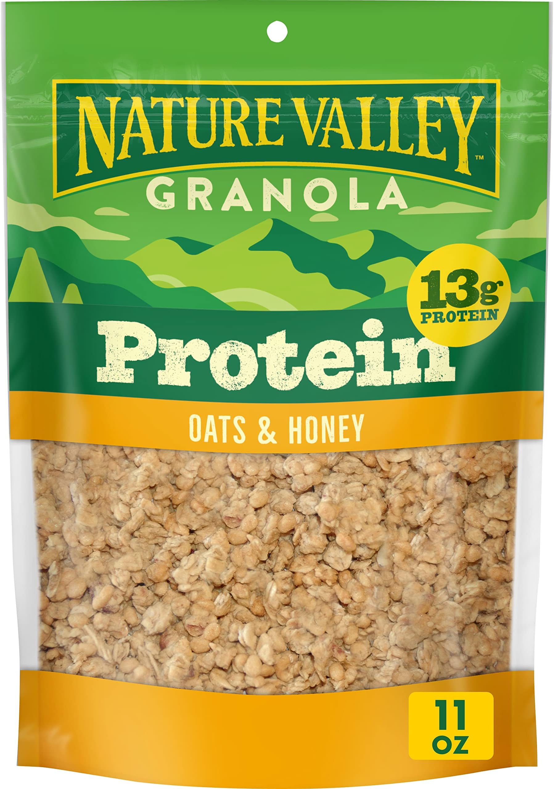 Nature Valley Protein Granola, Oats and Honey Granola, Resealable Snack Pouch, 11 oz