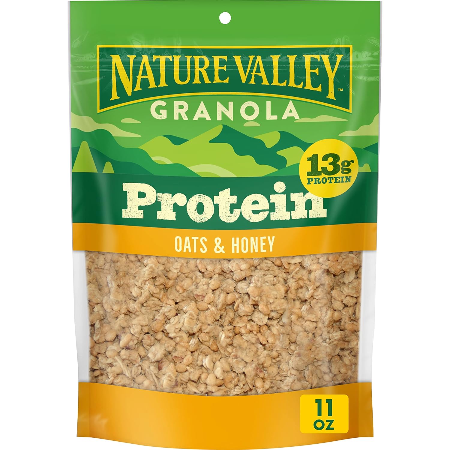 Nature Valley Protein Oats & Honey Granola, 11 oz Resealable Pouch - 13g Protein, Whole Grain Clusters for Snacks & Breakfast