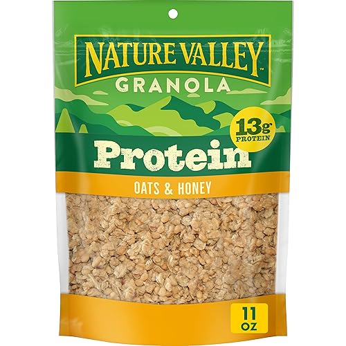 Nature Valley Protein Granola, Oats and Honey Granola, Resealable Snack Pouch, 11 oz - Oats & Honey - 11 Ounce (Pack of 1)