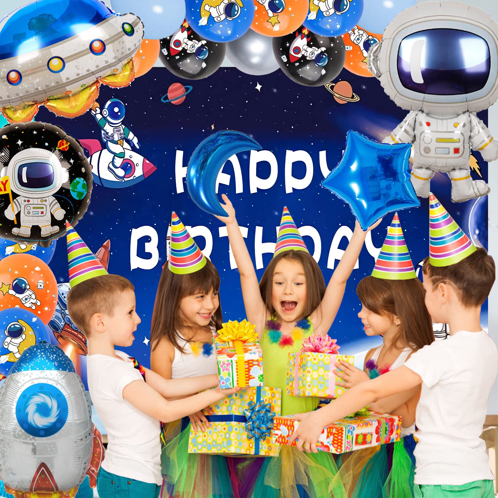 Astronaut Geburtstagsdeko-Set – Weltraum-Thema Mit Ballons, Banner & Hintergrund, Perfekt Für Kinderpartys
