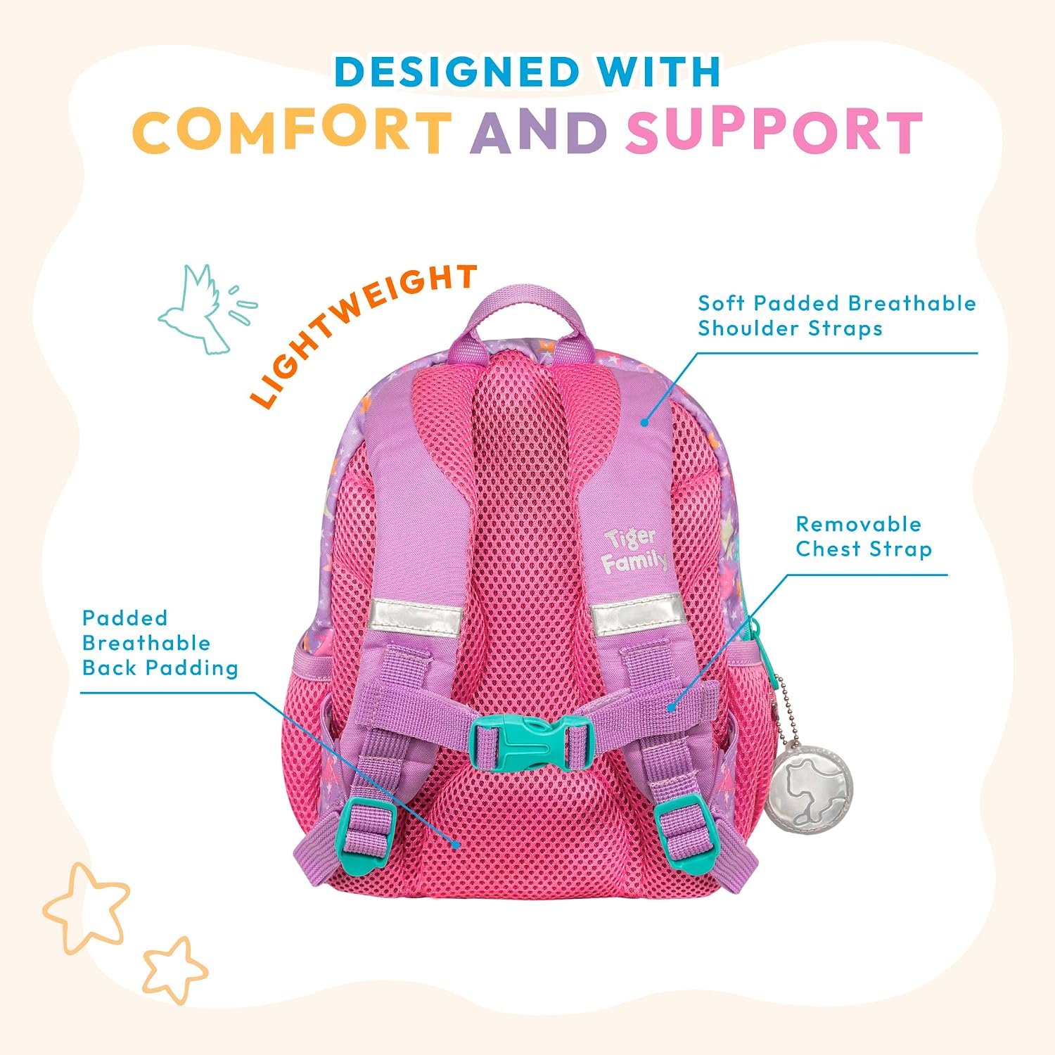 Tiger Family Toddler Backpack Preschool Bookbag for Girl Boy 1-5 Years image 3