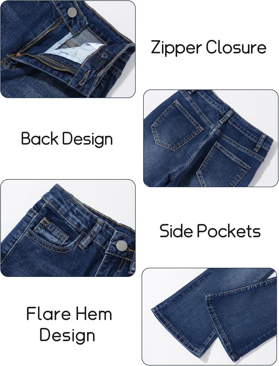 SEAUR Girls Ripped Flared Jeans Skinny School High Waist Bell Bottoms Kids Slim Trendy Casual Retro Denim Pants - Image 5