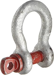 Crosby 1018419 Carbon Steel G-209 Screw Pin Anchor Shackle, Galvanized, 1 Ton Working Load Limit, 3/8