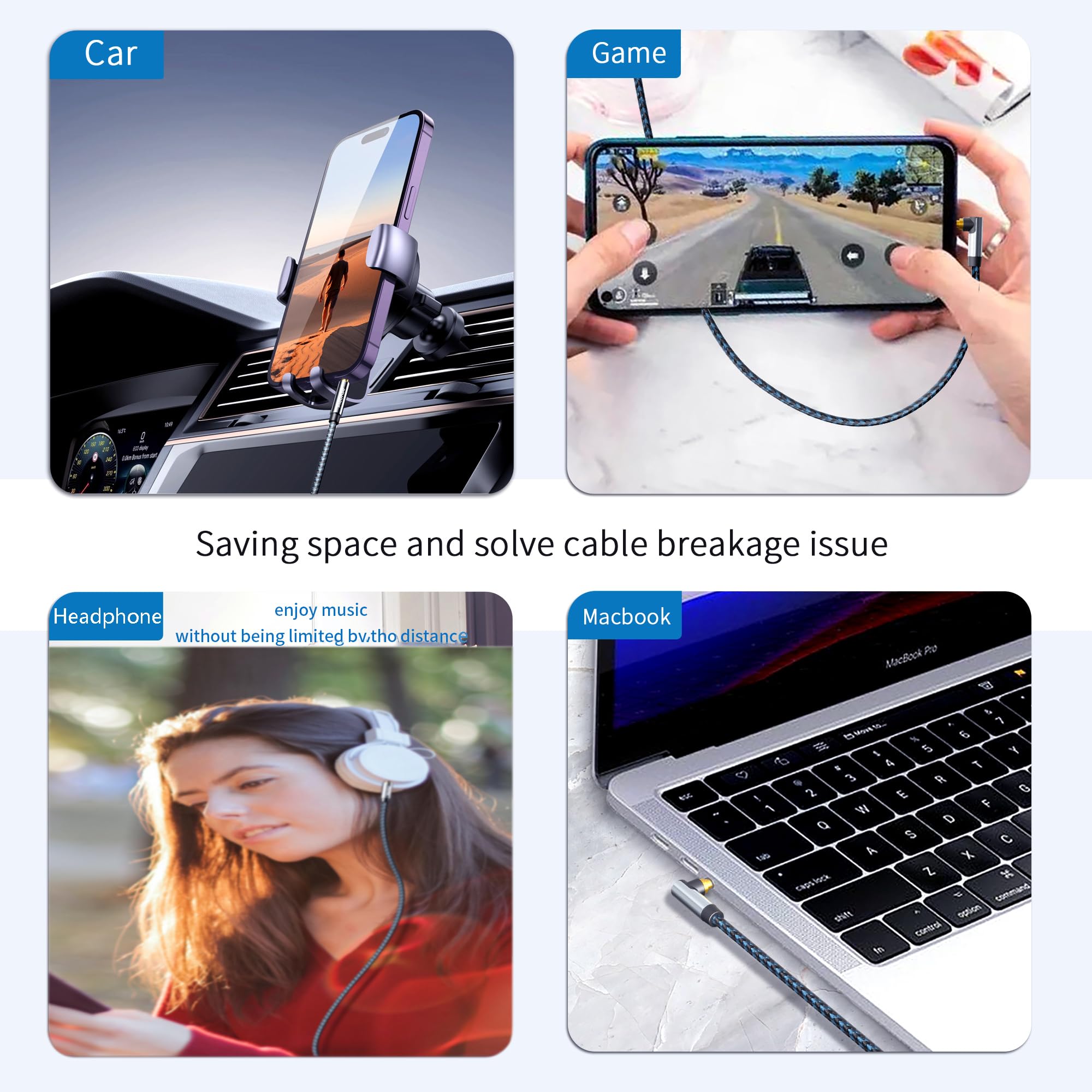 Meokse Cable de extensión de audio con conector auxiliar de 3,5 mm, trenzado de 3 pies, cable de audio estéreo macho a hembra de 3,5 mm, cable de auriculares para smartphone de 1 m