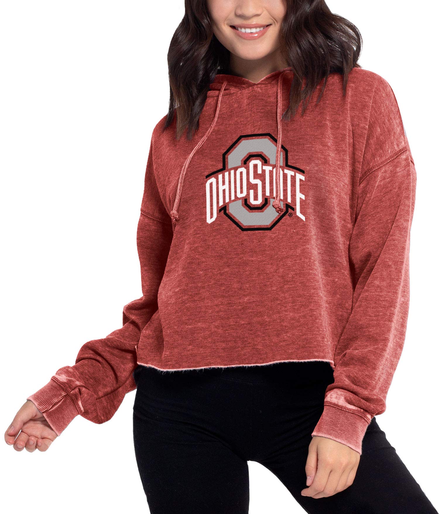 Chicka-D NCAA Ohio State Buckeyes Womens Campus Cropped Hoodie, Cardinal, Large