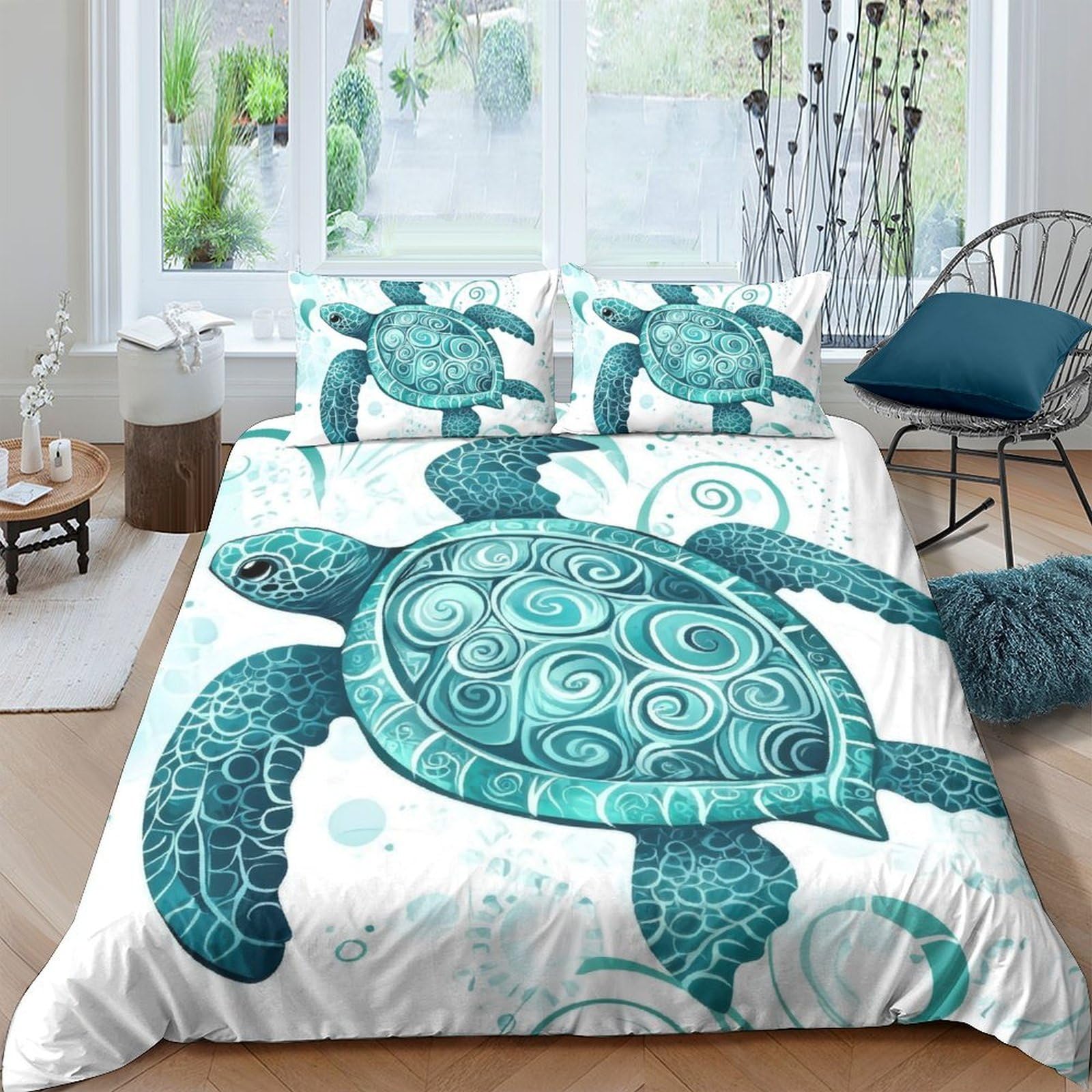 Ctjqhvkz Style-9 3D Printed Sea Turtle Fitted Sheet Microfiber Soft Breathable Ocean Wave Bed Cover For Bedroom Dorm Mattress Decor Single（135X200cm）