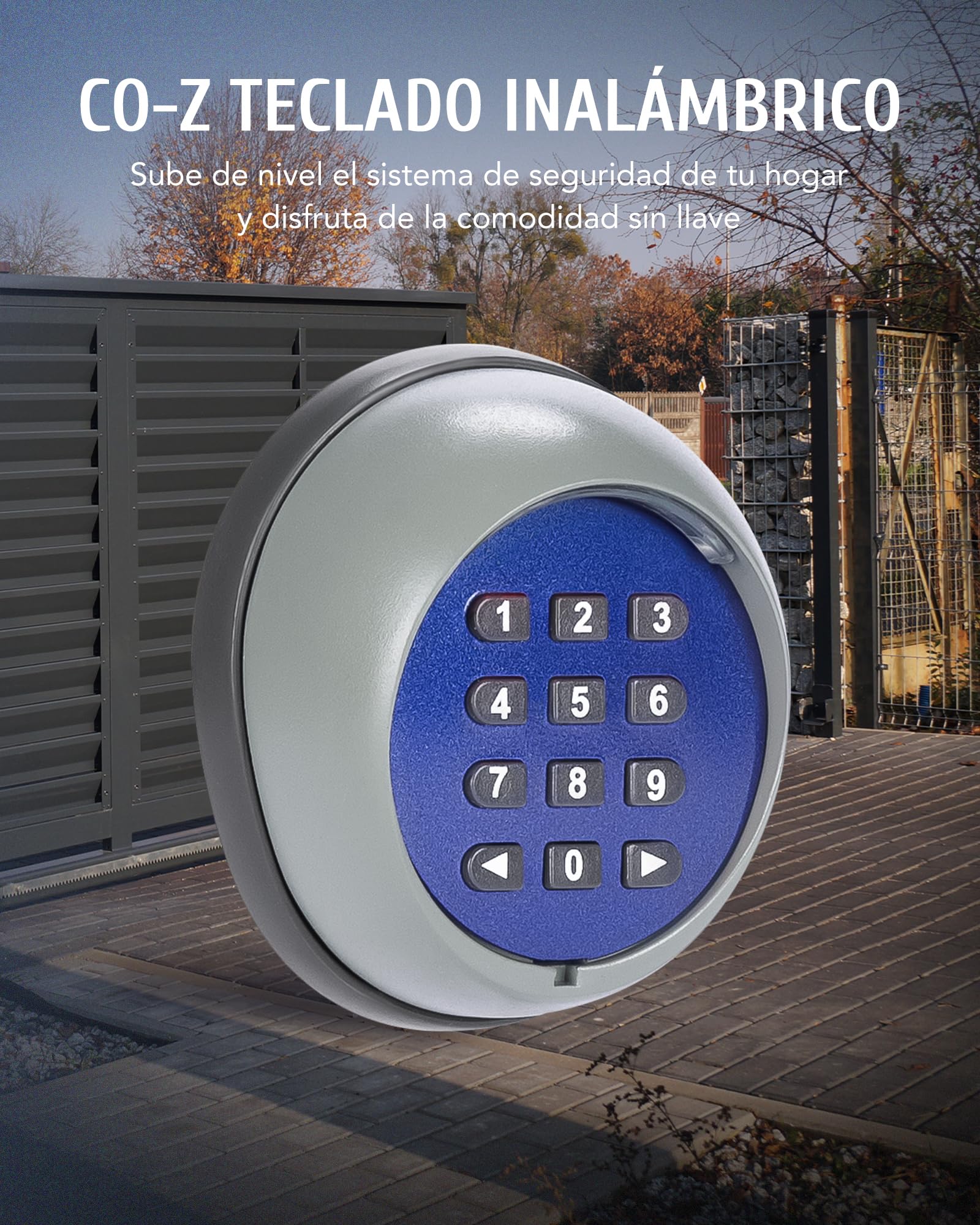 CO-Z Teclado Inalámbrico para Motores Puertas de Marca CO-Z, Sistema de Seguridad para el Hogar con Alcance de 200 m, Transmisor Inteligente sin Cables para Uso Interior y Exterior