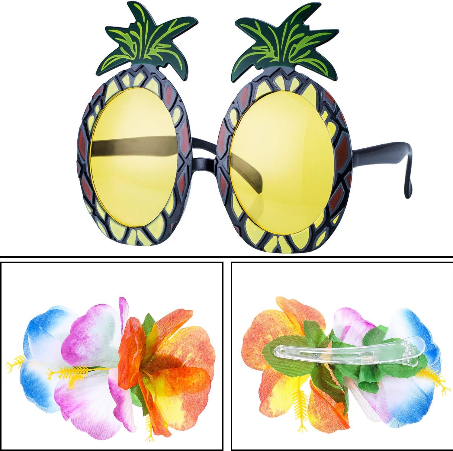 Gejoy 8 Pieces Hawaiian Hula Grass Skirt Set for Luau Party Sunglasses Leis Necklace Bracelet Bikini Top Costume for Women - Image 5