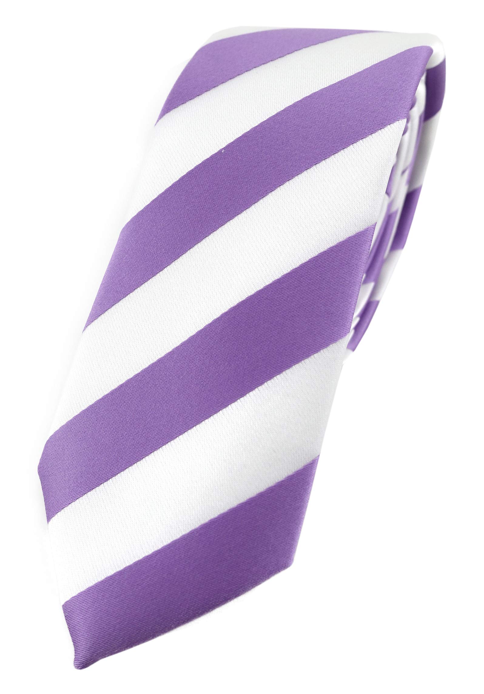 Tigertie Men's Lilac White - Slim Designer Tie In Striped, Größe: Ca. Länge 150 Cm, Breite 6 Cm