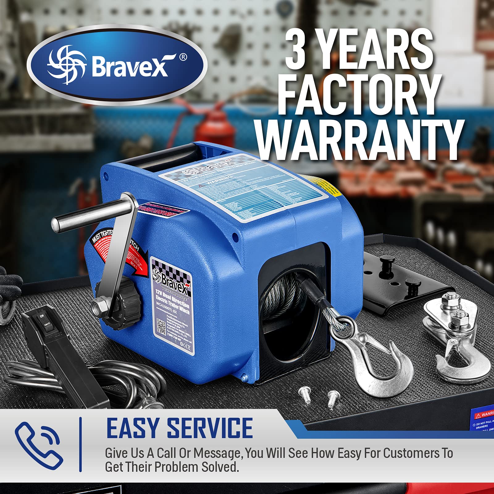 Buy Bravex Trailer Winch 6000LBS, Reversible Portable 12Volt DC