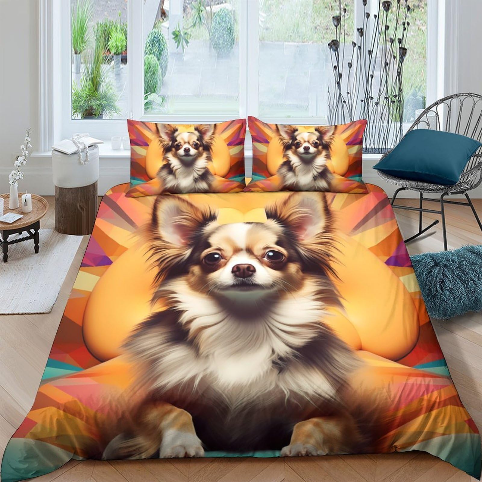 Ctjqhvkz Style-6 3D Printed Chihuahua Art Fitted Sheet Microfiber Soft Non-Slip Bed Cover For Bedroom Guest Room Easy Care Decor Single（135X200cm）