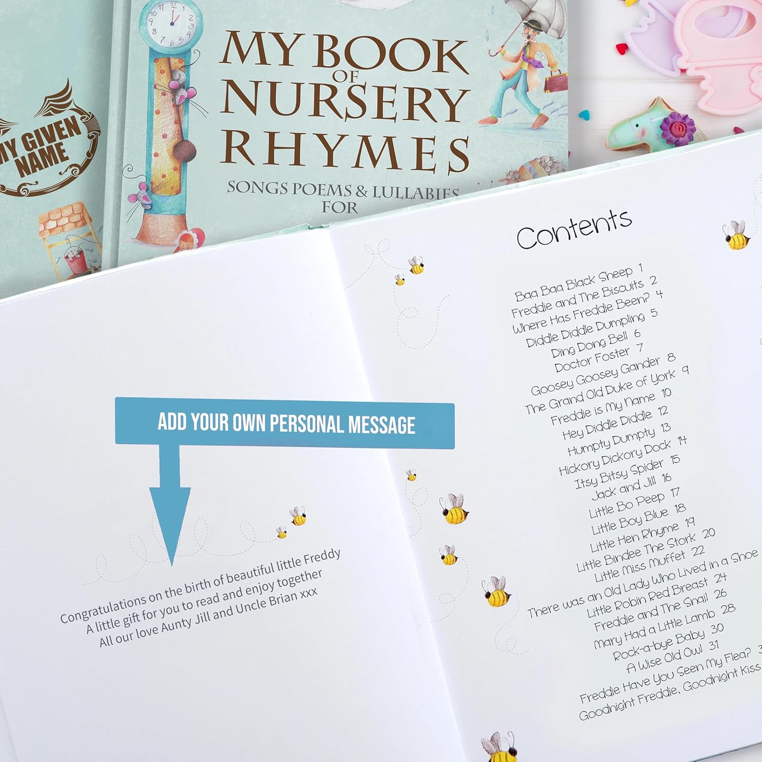 Personalized Nursery Rhyme Books for Babies – Personalized Baby Book, Handmade Personalized Children's Books & Custom Baby Book With Name Keepsake Present for Birthdays, Naming Days & Baptism