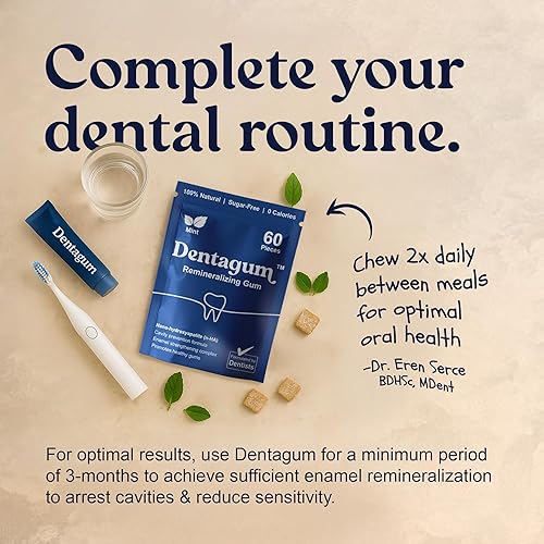 Miniatura 5 de Dentagum Goma de mascar remineralizante con nano-hidroxiapatita y xilitol - Goma de mascar sin azúcar para reparación de esmalte, protección de