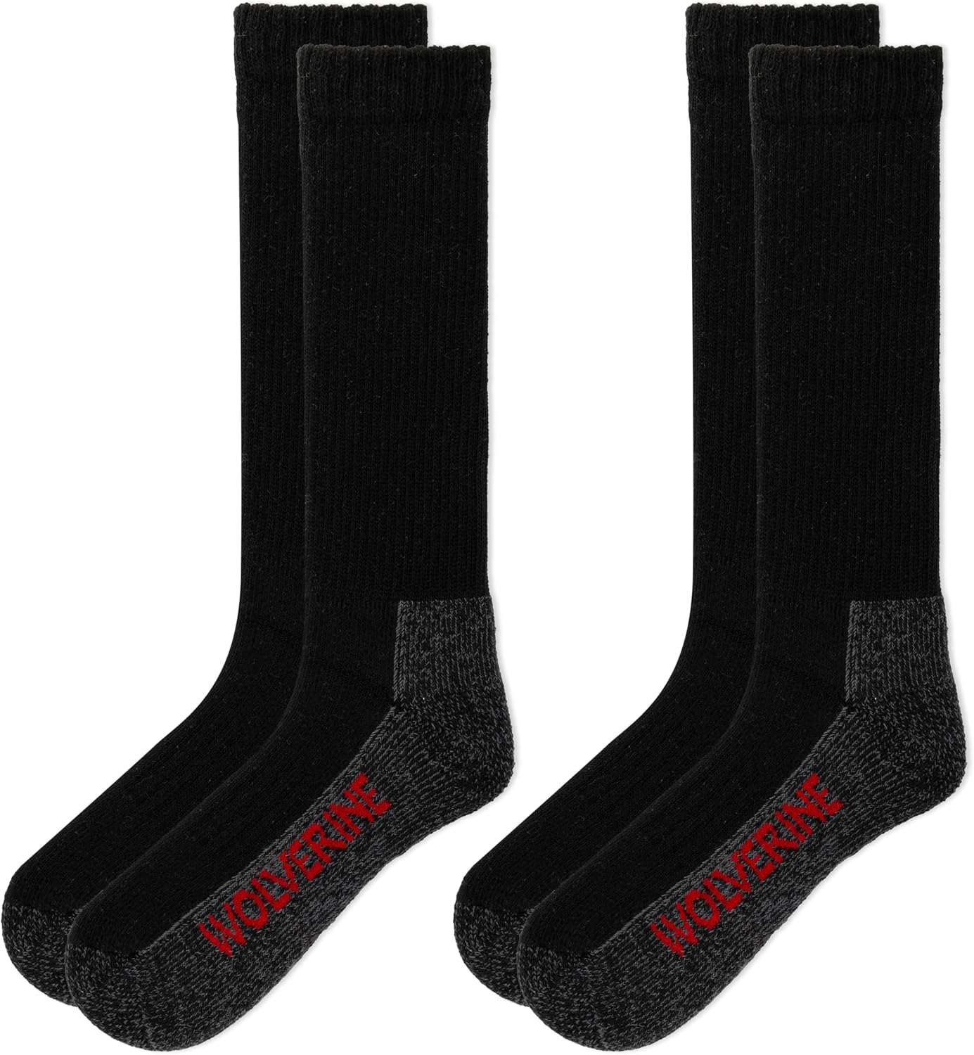 Wolverine Men's Steel Toe Cotton Work Boot Crew Socks - 2 Pairs - Durable Cushioning