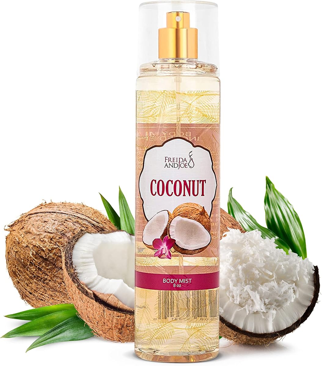 Luxurious Coconut Body Mist Fine Fragrance, Women's Warm & Cozy Luxury | Women's Warm & Cozy Luxury Scented Gifts & Presents, 8oz Fine Mist Spray Bottle (Coconut) – Mother's Day Gift for Mom