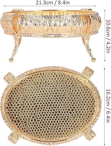 Miniatura 2 de Bandeja dorada para servir, soporte decorativo con pies, bandeja de plato de servir de aleación de zinc, para encimera, postres, frutas, dulces,