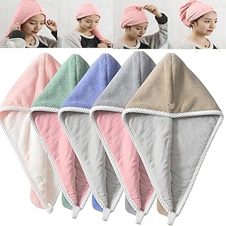 قبعة شعر - منشفة فائقة الامتصاص وسريعة الجفاف لتجفيف الشعر بدون مجهود بعد الاستحمام او الاستحمام، مثالية للفتيات والنساء اللواتي يبحثن عن الراحة (5)