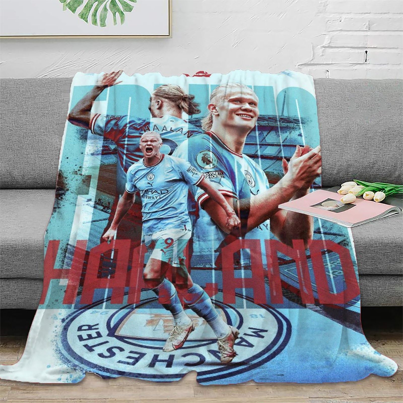 MJCZEGDCR Erling Haaland Blanket 3D Printed Throw Bedding Plush Lightweight Fluffy Gifts Soft Cozy for Bed And Couch for Boys Girls All Season Couch Sofa 40x50inch(100x130cm)