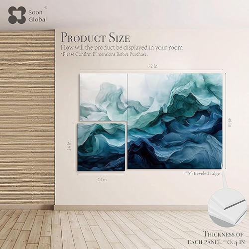 Miniatura 10 de Soon Global Paquete de 8 paneles acústicos de pared, paneles acústicos artísticos de 48 x 37 pulgadas, paneles acústicos decorativos, paneles de