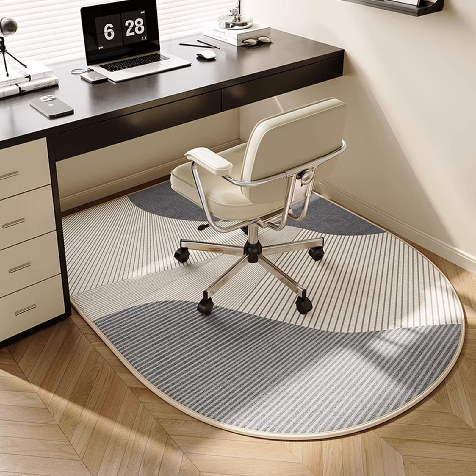 Odot Cream Style Office Chair Mat for Carpeted and Hardwood Floor Protector, Non-Slip Computer Gaming Rolling Chair Desk Mat Multi-Purpose Protection Carpet for Home Wooden Floors (Geometry,120*60cm)