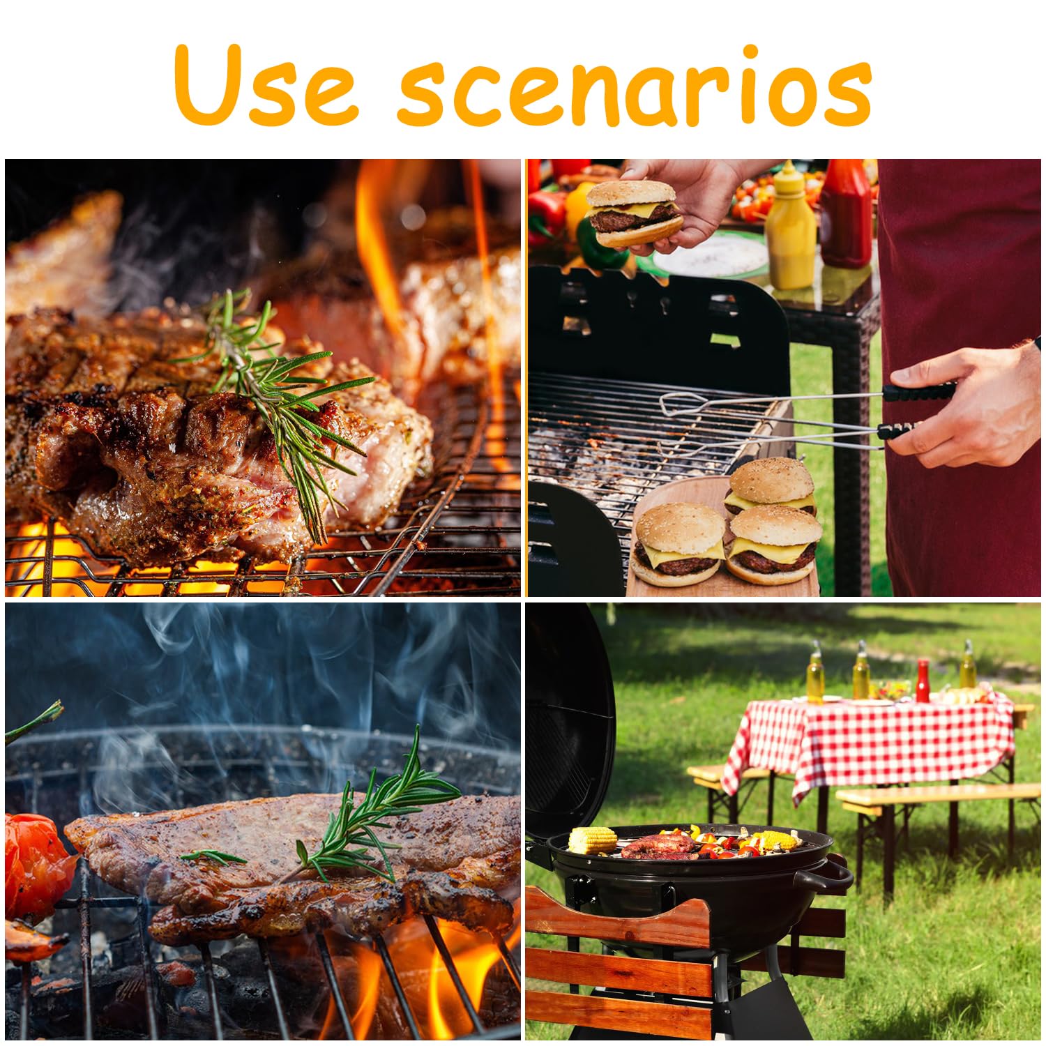 Pinchos de Barbacoa Extensibles de Acero Inoxidable Mango de Madera con Tubo de Soplado Telescópico Tenedor de Barbacoa Extensible(81 cm)