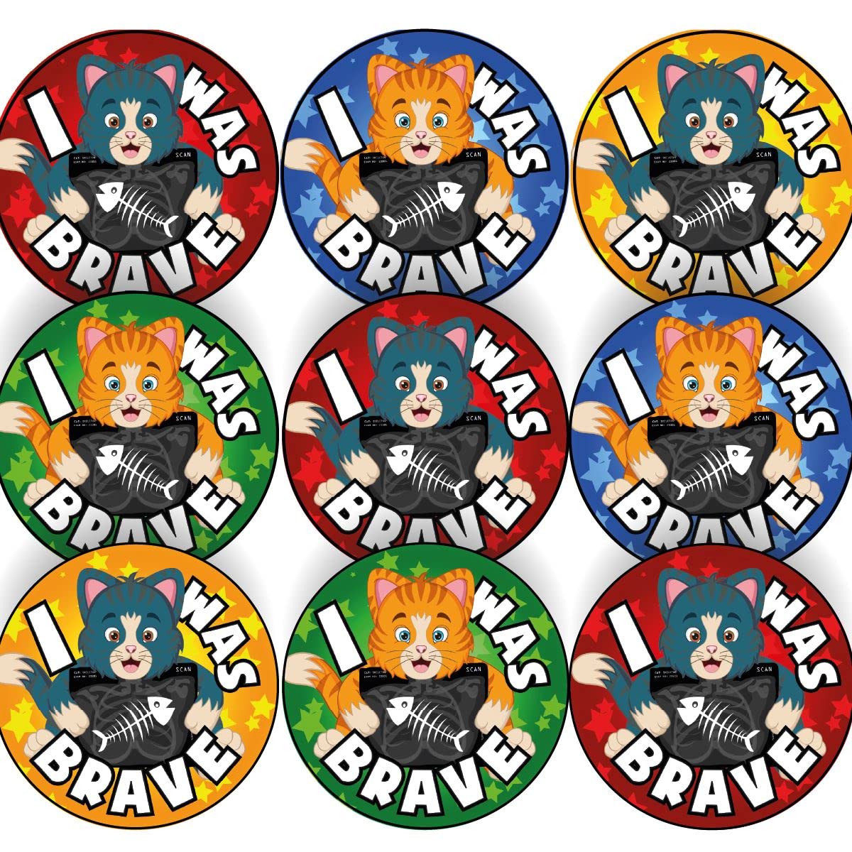 144 X-Ray Cat Scan Bravery Award 30 mm Reward Stickers for Nurses, Doctors or Dentists