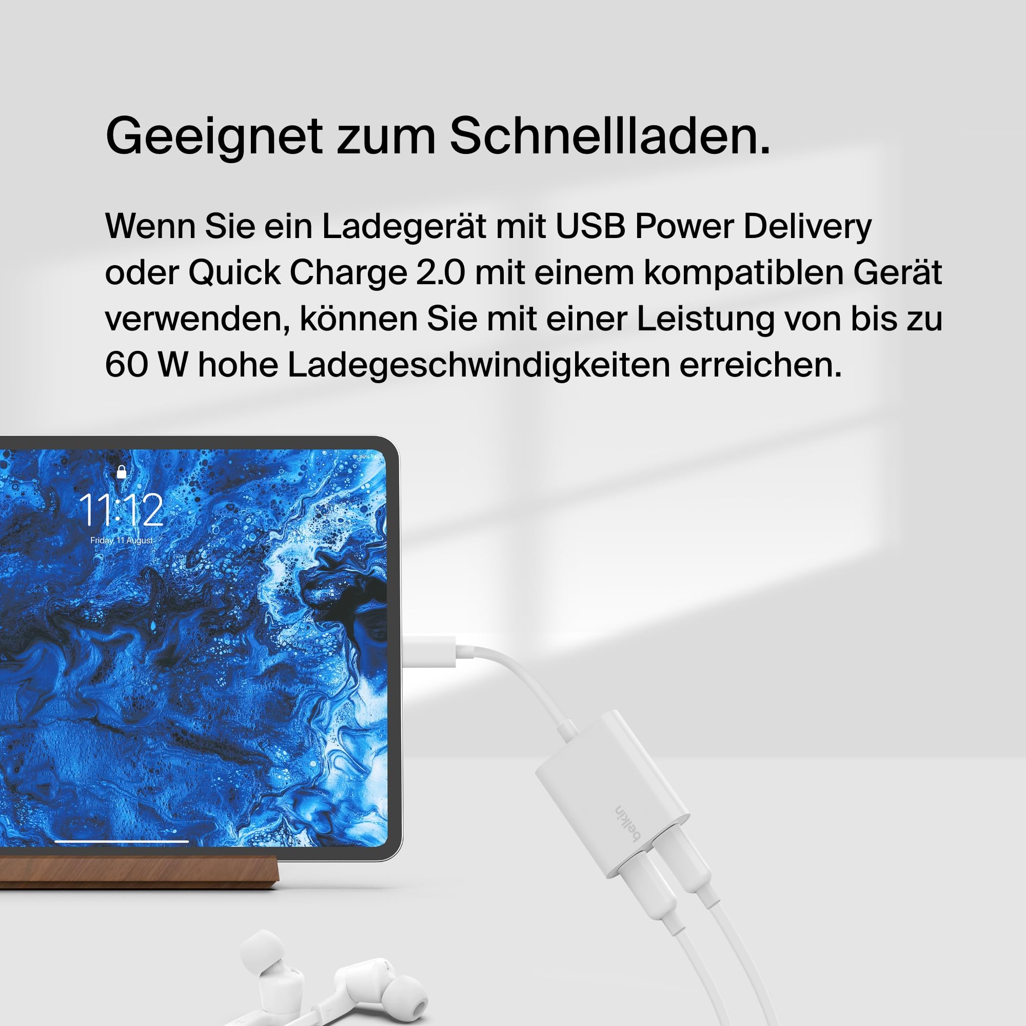 Belkin Rockstar USB-C Audio- und Ladeadapter, weiß