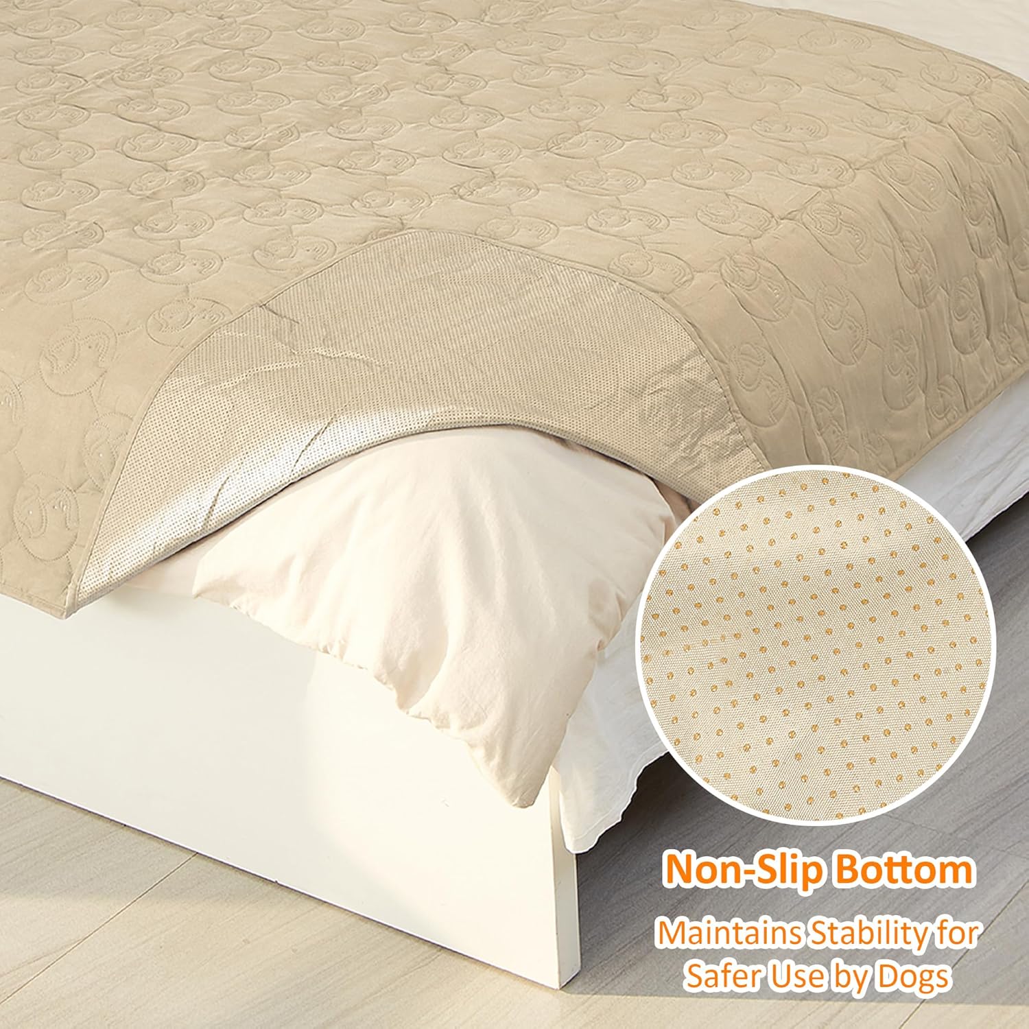 Latte Waterproof Non-Slip Pet Couch Cover Blanket