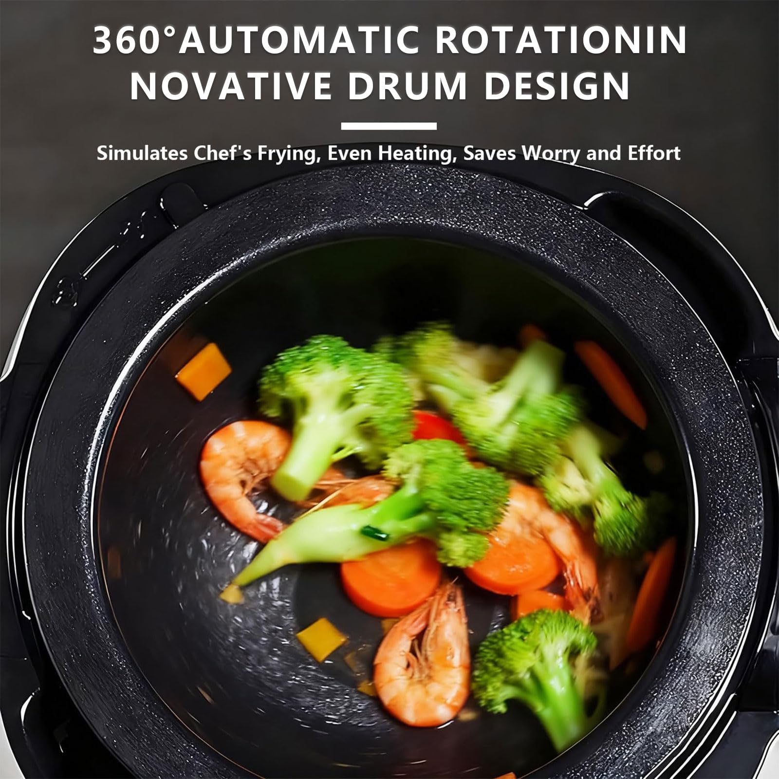 Wok de cuisson automatique 2000 W – Capacité de 6 L, chauffage 3D complet, idéal pour sauter, ragoût et cuisiner dans les restaurants