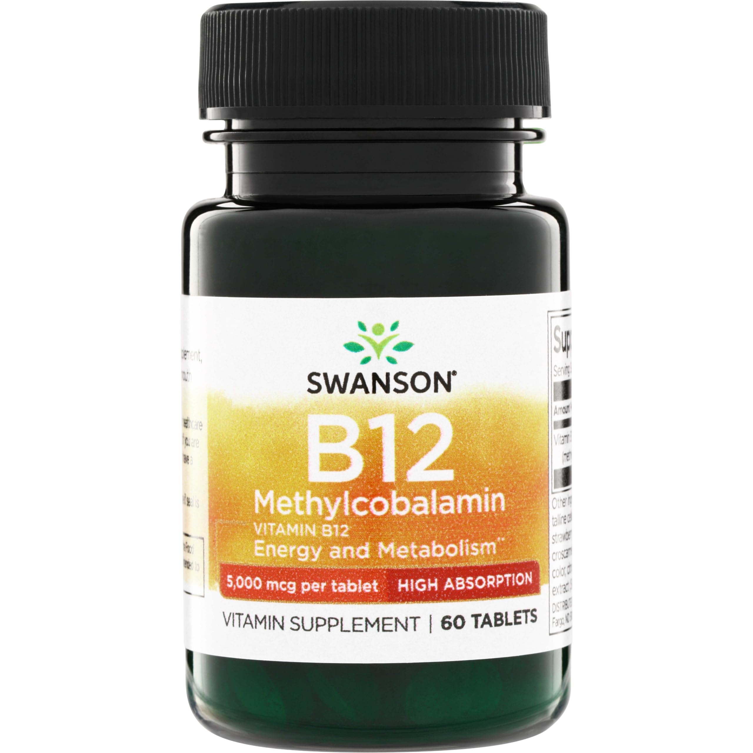 Swanson Vitamin B-12 Methylcobalamin, 5000 mcg, 60 Tablets 60 Count (Pack of 1)