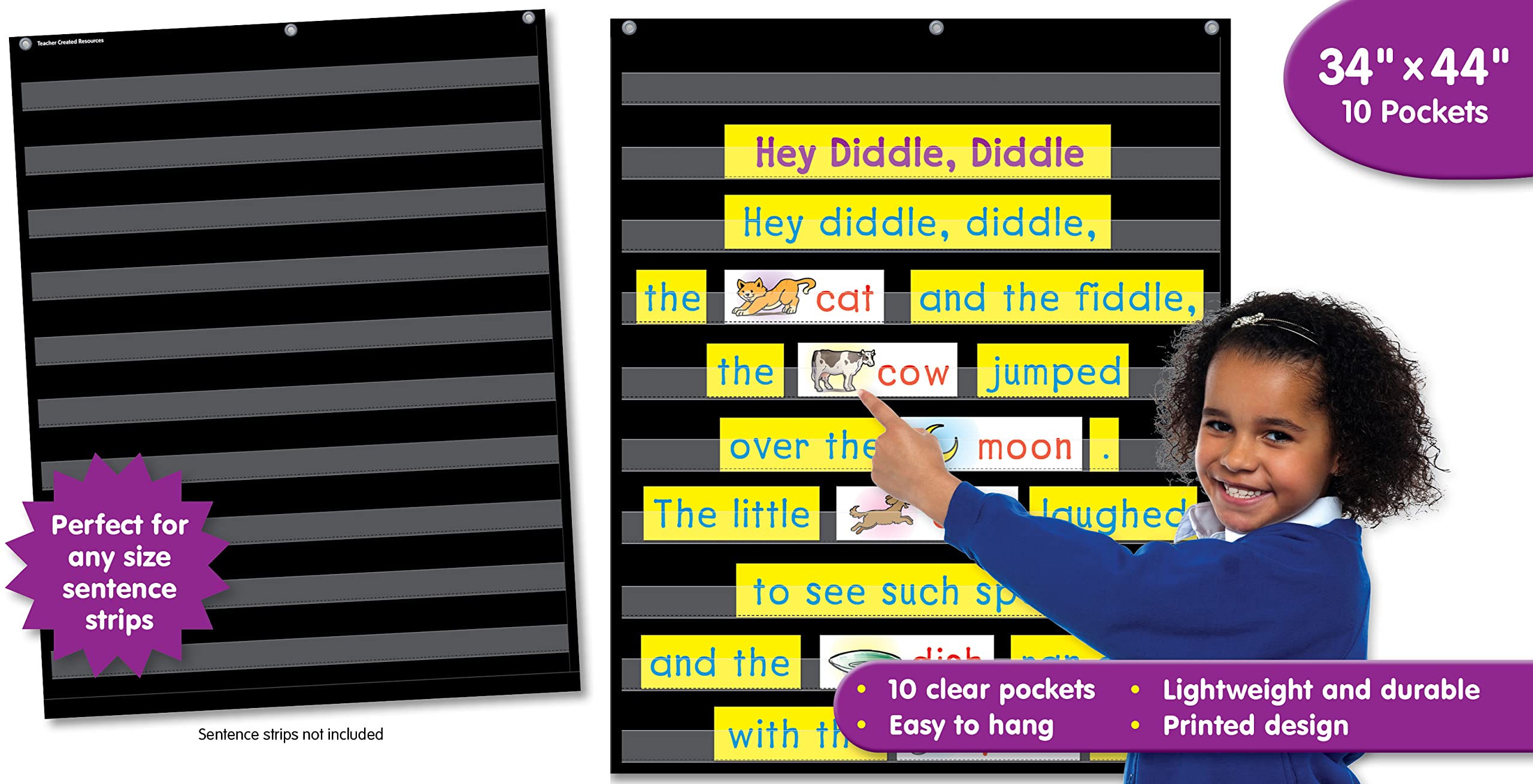 Teacher Created Resources Black 10 Pocket Chart (20744) - Image 7