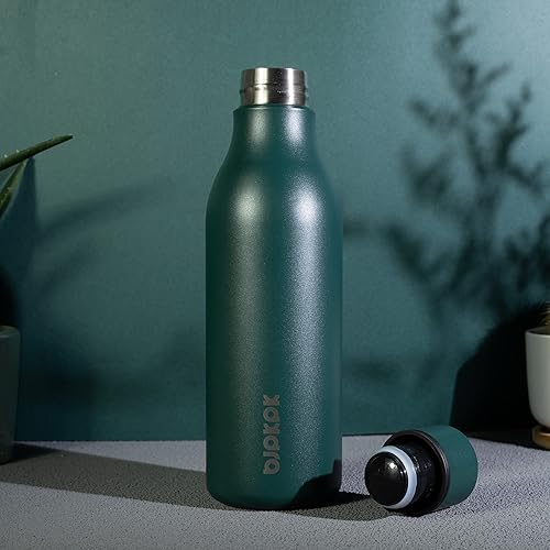 Miniatura 4 de BJPKPK - Botellas de agua aisladas, 18 onzas, de acero inoxidable con correa, botellas, tazas, frascos sin BPA, a prueba de fugas, frascos térmicos