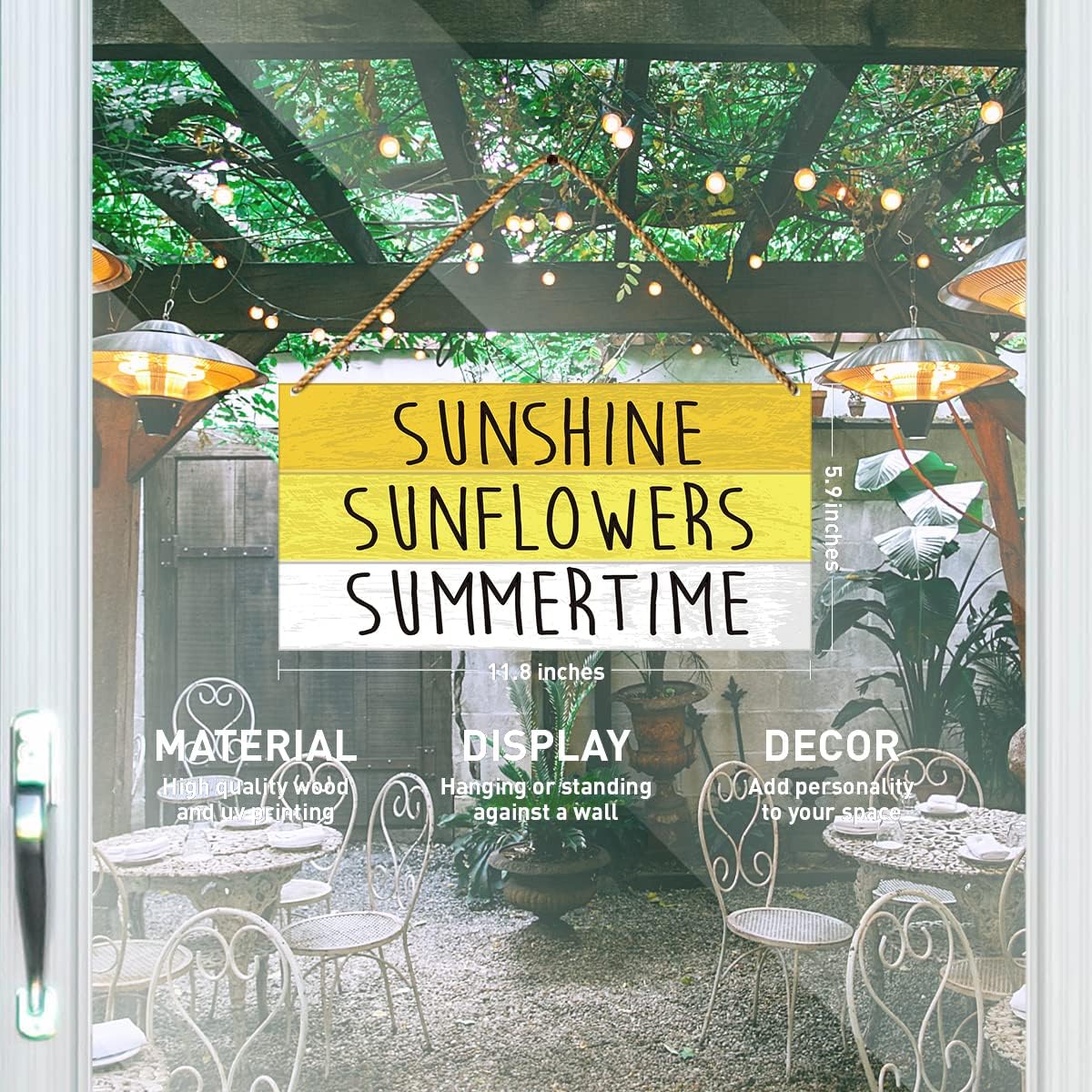 Hello Summer Sign Decor for Front Door, Sunshine Sunflowers Summertime, Summe Welcome Sign for Home Porch Decor Kitchen Dining Room Wall Art Summer Decoration for Home Office Bedroom Outdoor image 2