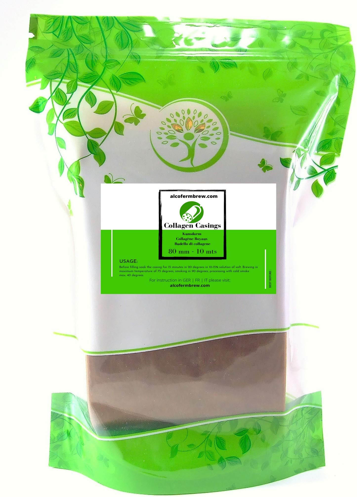 Collagen Casings Ø80mm – 10mts Protein Casing | Natural Casings | Smoke Collagen Casings | Collagen Rounds | Collagen Rounds Sausage Casings